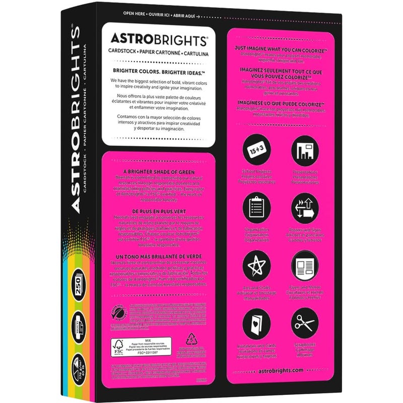 Astrobrights Color Cardstock -"Bright" Assortment, 65 lb Cover Weight, 8.5 x 11, Assorted, 250/Pack - Image 4